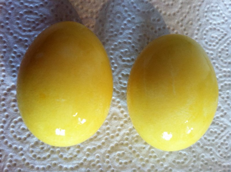 Eggs dyed in turmeric.