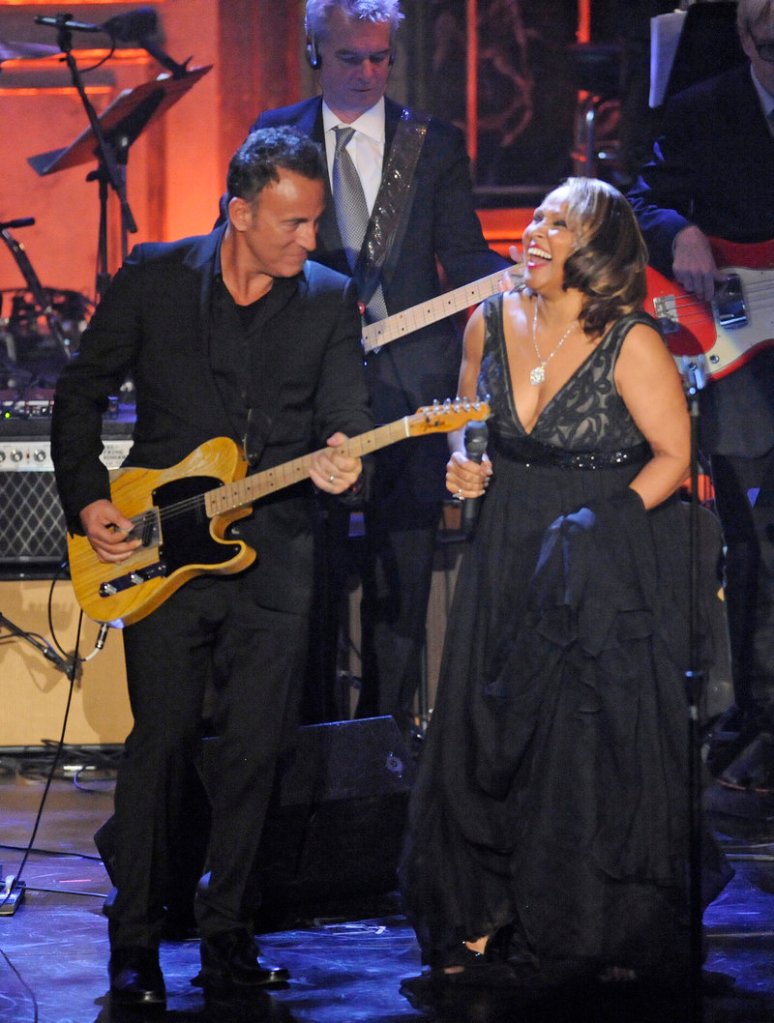 Inductee Darlene Love performs with Bruce Springsteen at the Rock and Roll Hall of Fame induction ceremony in March. Rutgers University students have begun a Facebook campaign to bring Springsteen to campus.