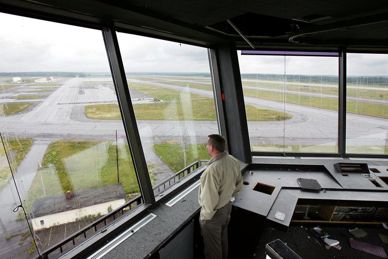 The Loring facilities manager looks out at the empty tarmac at the former Air Force base in 2005.