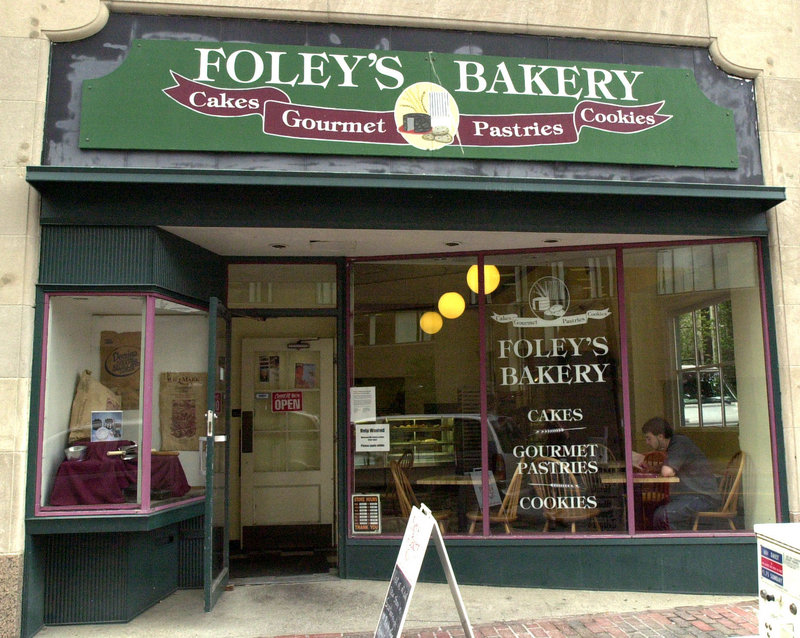 Foley's Bakery once stood next to First Parish Church on Congress Street. The new bakery will be just down the street, on Monument Square, and will offer cakes, pastries and coffee from the original owners, Ed and Molly Foley.