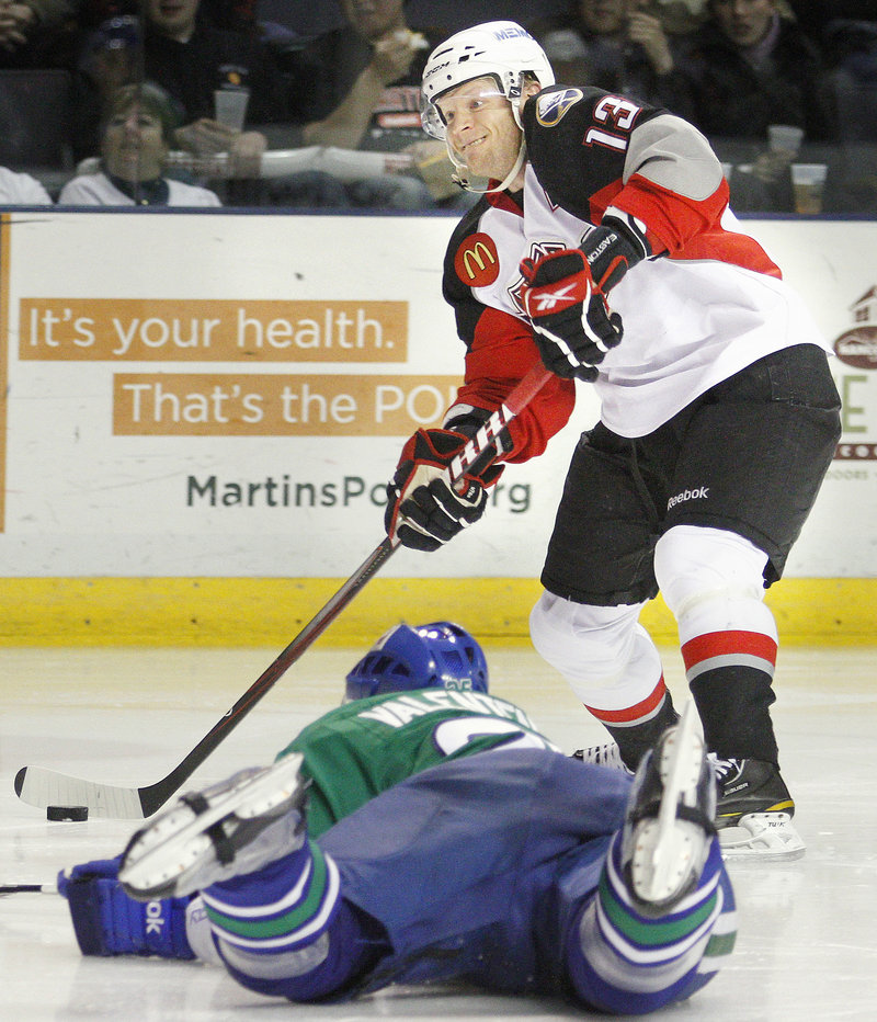Portland’s Mark Parrish offers a simple solution for the Pirates’ recent problem on the power play: “Keep shooting.”