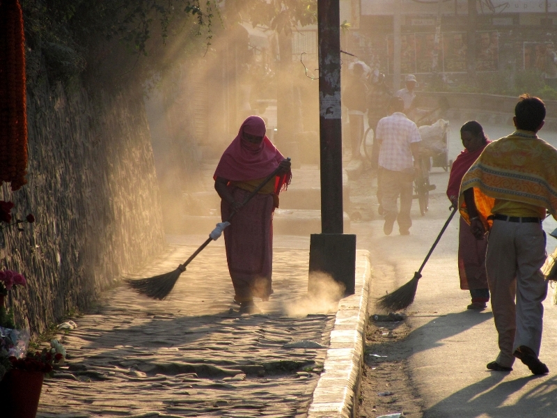 "Street Sweepers, Katmandu" by Bonnie Brinegar of New Portland, third place in the "working people" category.