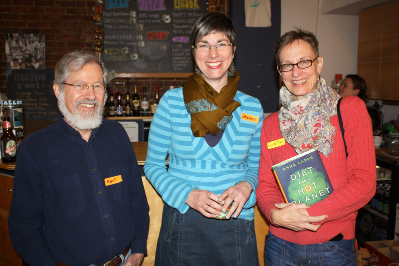 Space board members Kent Gordon and Jessica Tomlinson with Louise Tuski, who is holding Anna Lappe’s lastest book.