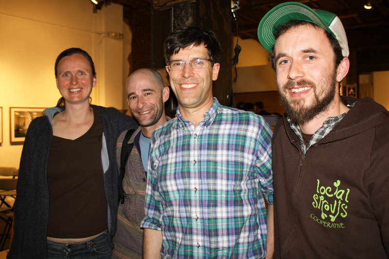 Emily Graham, a board member of the Portland Food Co-Op, Internet Farmer Jeremy Bloom, David Buchanan of Origins Fruit, and Jonah Fertig, a founder of Local Sprouts Cafe.