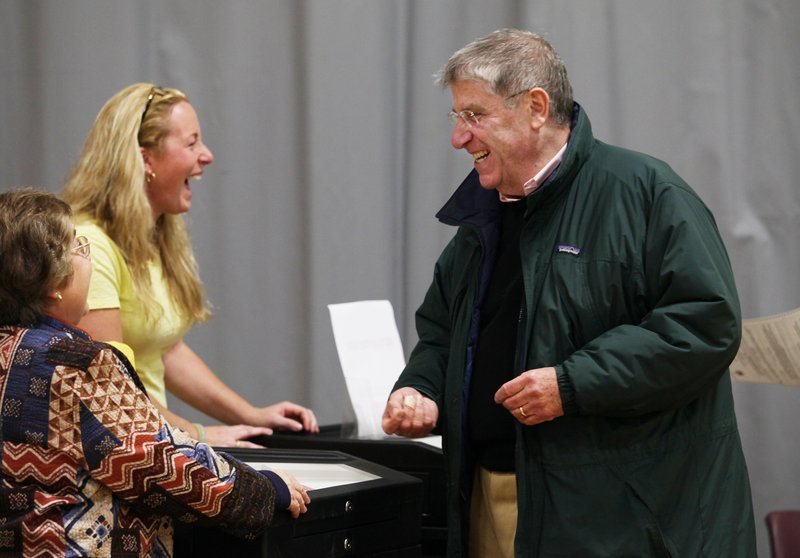 Eliot Cutler, who ran in 2010 as an independent candidate for governor, casts his vote in Cape Elizabeth on Nov. 2.