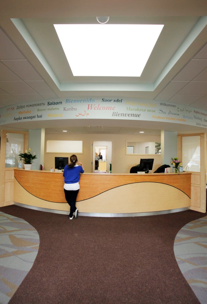 The new location of Community Counseling Center has a welcoming reception area with plenty of natural light.