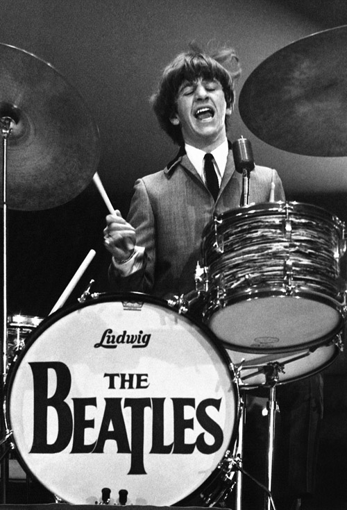 Ringo Starr performs with The Beatles on Feb. 11, 1964.