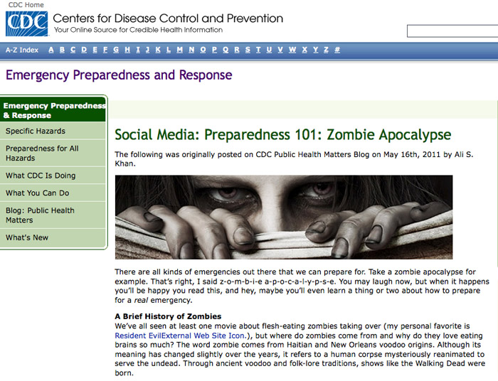 A screen grab from the CDC's Emergency Preparedness and Response social media blog.
