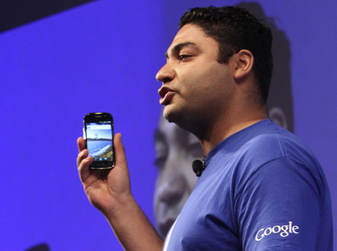 Google's Osama Bedier demonstrates how Google Wallet will work during a news conference on Thursday in New York. Bedier left PayPal to become Google's vice president of payments only four months ago.
