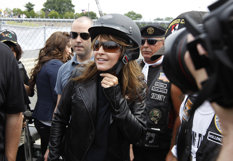 Sarah Palin, former GOP vice presidential candidate and Alaska governor, arrives at the beginning of Rolling Thunder at the Pentagon today.