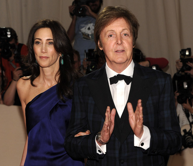 Paul McCartney and Nancy Shevell arrive at the Metropolitan Museum of Art Costume Institute gala on Monday in New York.