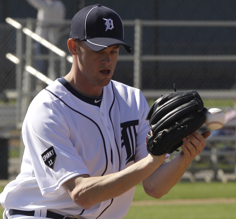 South Portland's Charlie Furbush works out with the Detroit Tigers during spring training in February. Furbush got promoted to the major leagues today for the first time. He was 4-3 with a 2.91 ERA in eight starts for Triple-A Toledo.