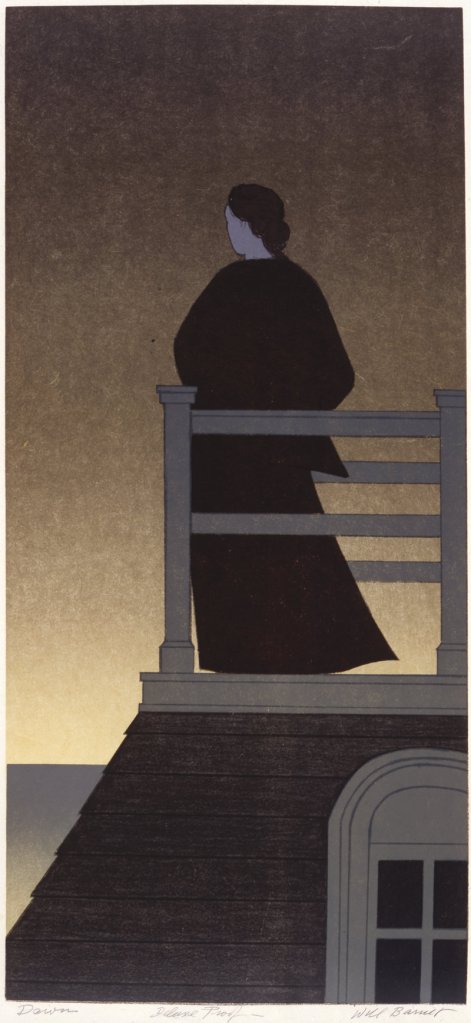 Dawn, a 1975 lithograph by Will Barnet, from the installation of his work at the Portland Museum of Art.