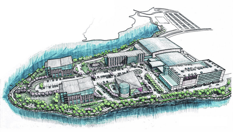 This conceptual drawing illustrates the plans for The Forefront at Thompson's Point complex.