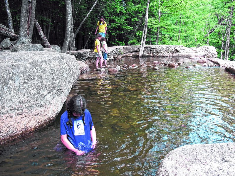In the summer, Diana’s Baths in Bartlett, N.H., is a favorite place for the Almeida kids to cool off and splash around.