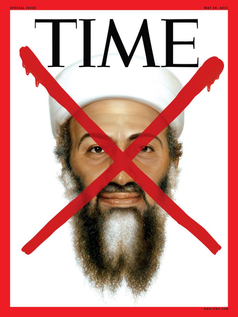 The Time magazine special issue set to hit newsstands Thursday will have the fourth cover in Time’s history to feature the red “X.” Others showed Adolf Hitler on May 7, 1945, Saddam Hussein on April 21, 2003, and Abu Musab al-Zarqawi on June 19, 2006.