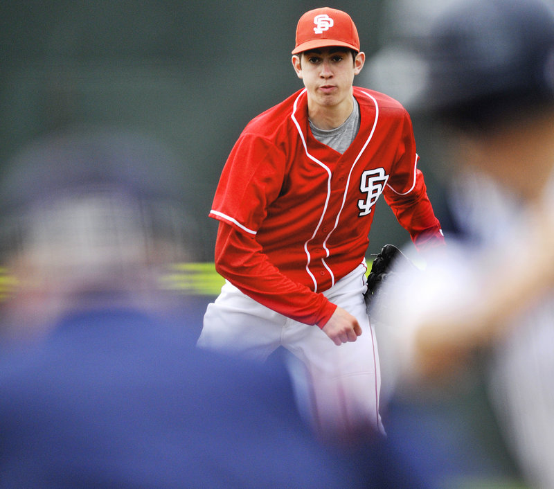 South Portland pitcher Andrew Richards tossed a three-hit shutout with seven strikeouts while throwing an assortment of pitches.
