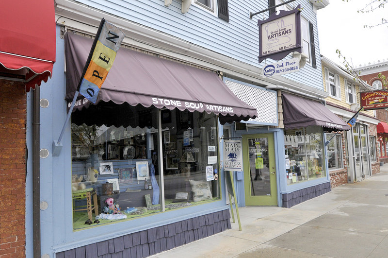 The shop on Saco’s Main Street displays an eclectic array of handmade items for shoppers’ perusal.