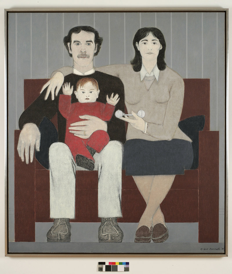 New England Family, 1984, oil on canvas, by Will Barnet, courtesy Alexandre Gallery, New York.