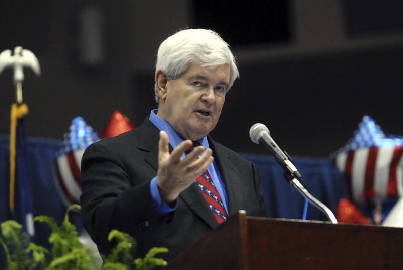 Former House Speaker Newt Gingrich speaks at the Spartanburg County GOP Convention in Spartanburg, S.C., on April 9. Gingrich launched his presidential bid Monday.