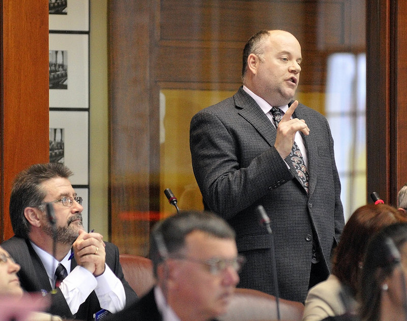 Rep. Lance Evans Harvell, R-Farmington, makes a point during a brief House debate Tuesday on a GOP measure to reform health insurance coverage. The House passed the bill, 79-68.