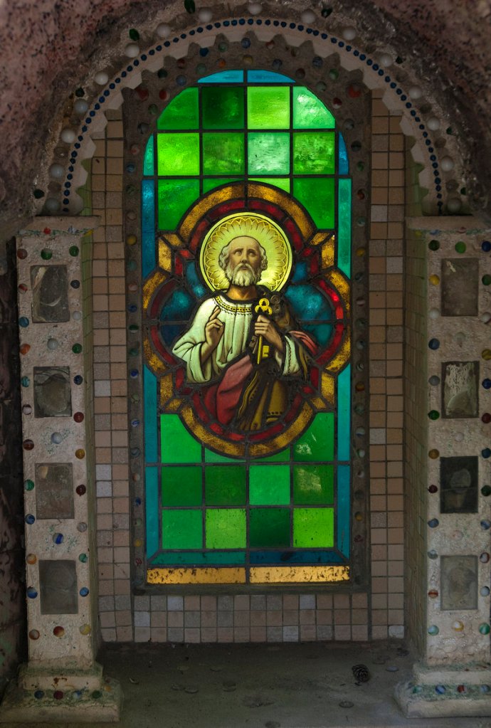 Artwork at the Ave Maria Grotto survived April’s tornado outbreak. “Some people are saying that God protected us,” one worker said.