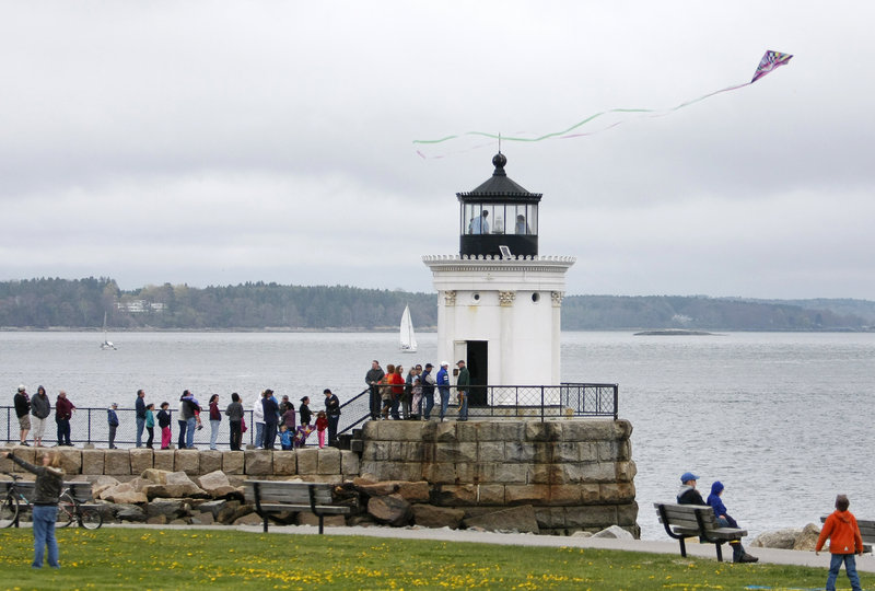 Visitors wait for the rare opportunity to visit the lighthouse.