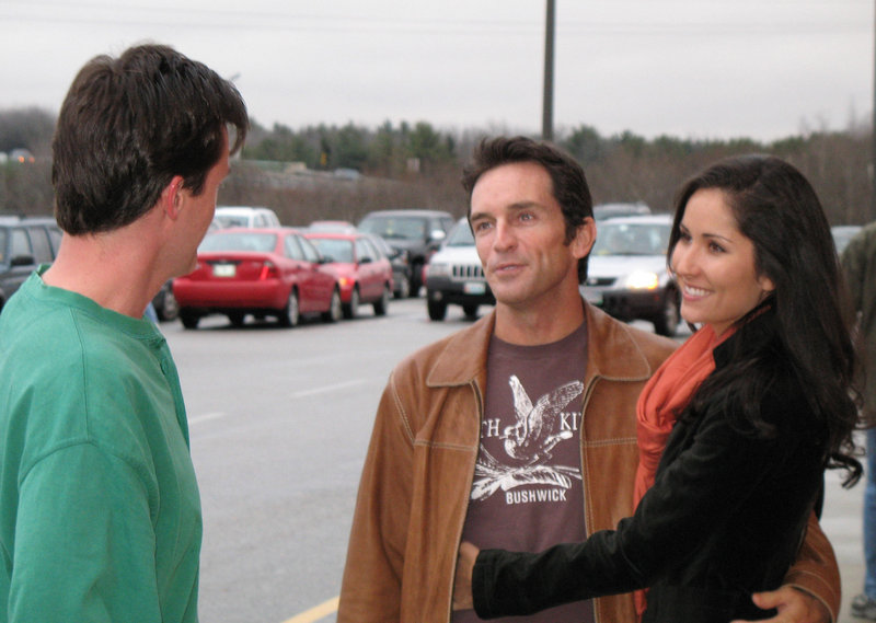 Julie Berry of Gorham and "Survivor" host Jeff Probst talk with a fan outside the Target store in South Portland in 2006. Berry and Probst started dating after she appeared on the show, but have since gone their separate ways.