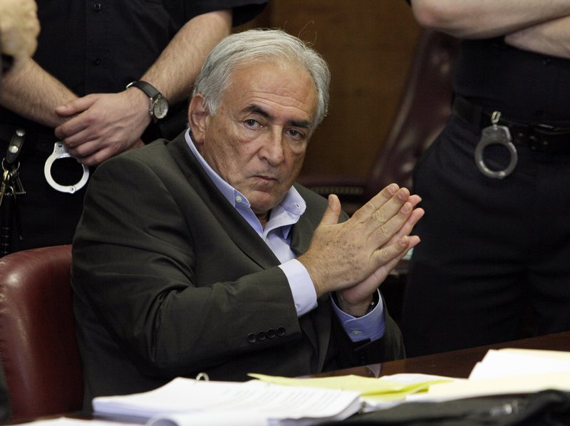 Former IMF chief Dominique Strauss-Kahn listens to proceedings in his case Thursday.