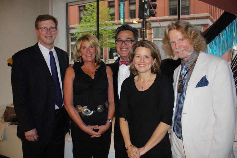 MECA President Don Tuski, Art Honoree Betsy Evans Hunt, event co-chairs Andy Verzosa, who owns Aucocisco Galleries, and Margaret Minister O’Keefe, a partner at Pierce Atwood, and Art Honoree Christopher Hunt.