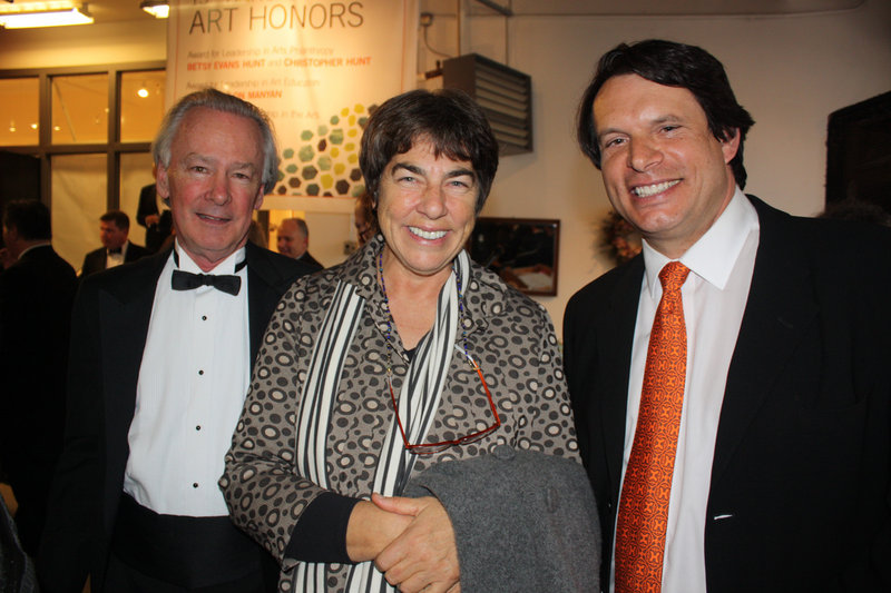 Daniel O’Leary, who heads the Quimby Foundation, Art Honoree Roxanne Quimby, and Ken Blaschke of sponsor Head Invest.