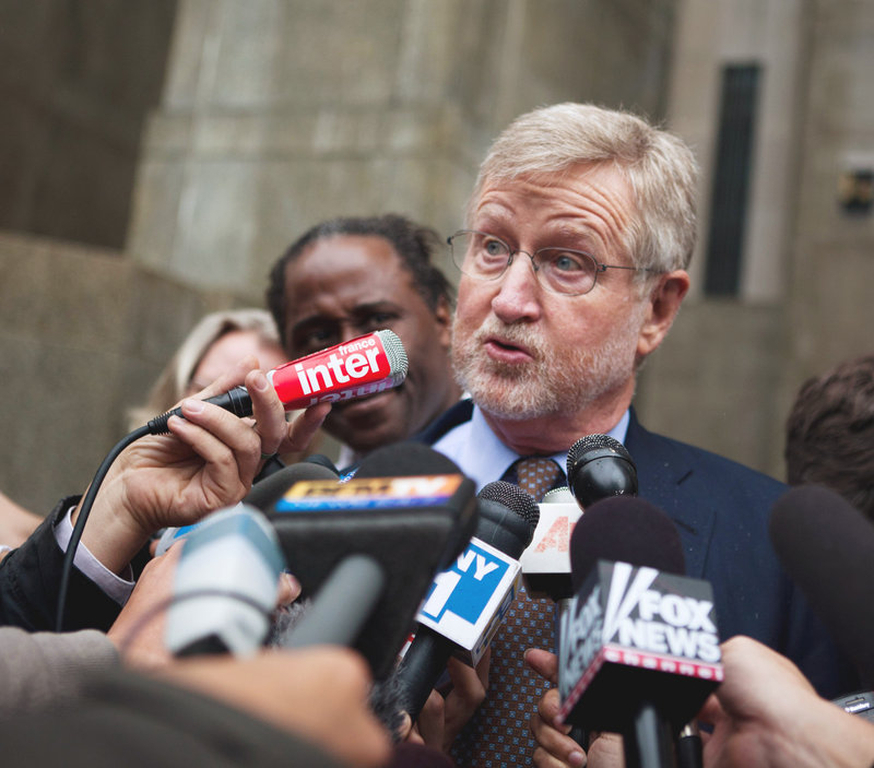William Taylor, defense attorney for former IMF leader Dominique Strauss-Kahn, who is facing sexual assault charges, speaks to the media in New York on Friday.