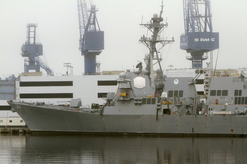 The USS Spruance is due to leave Bath Iron Works in September. The Army Corps of Engineers says its path in the Kennebec River must be fully dredged in August.