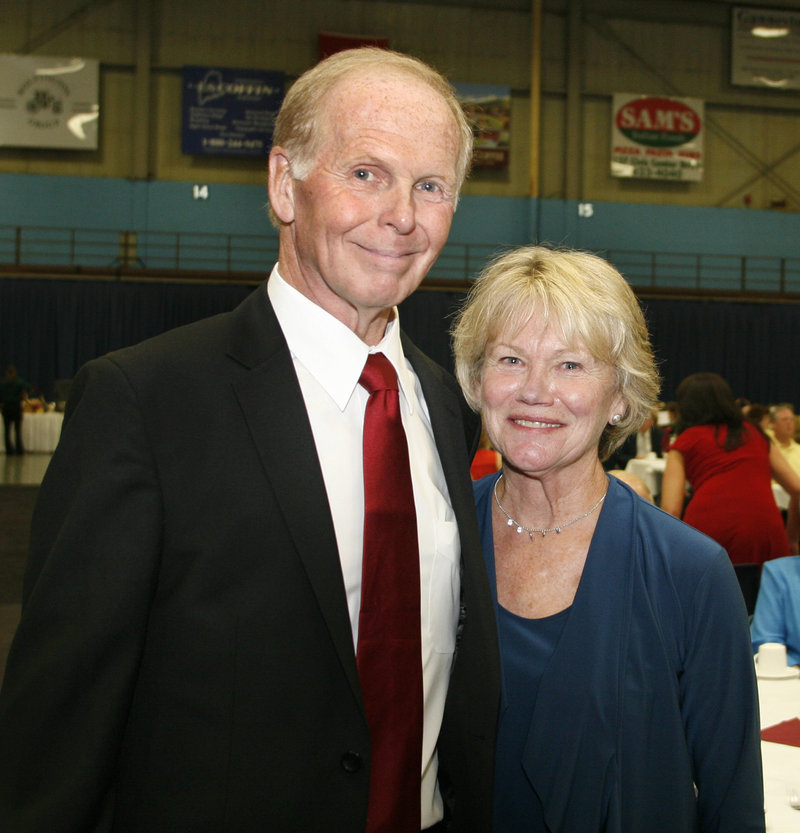 Art Dyer, a former basketball coach at Medomak Valley and Westbrook high schools, is joined by his wife, Elizabeth. Dyer had a record of 336-50 in 20 high school seasons.