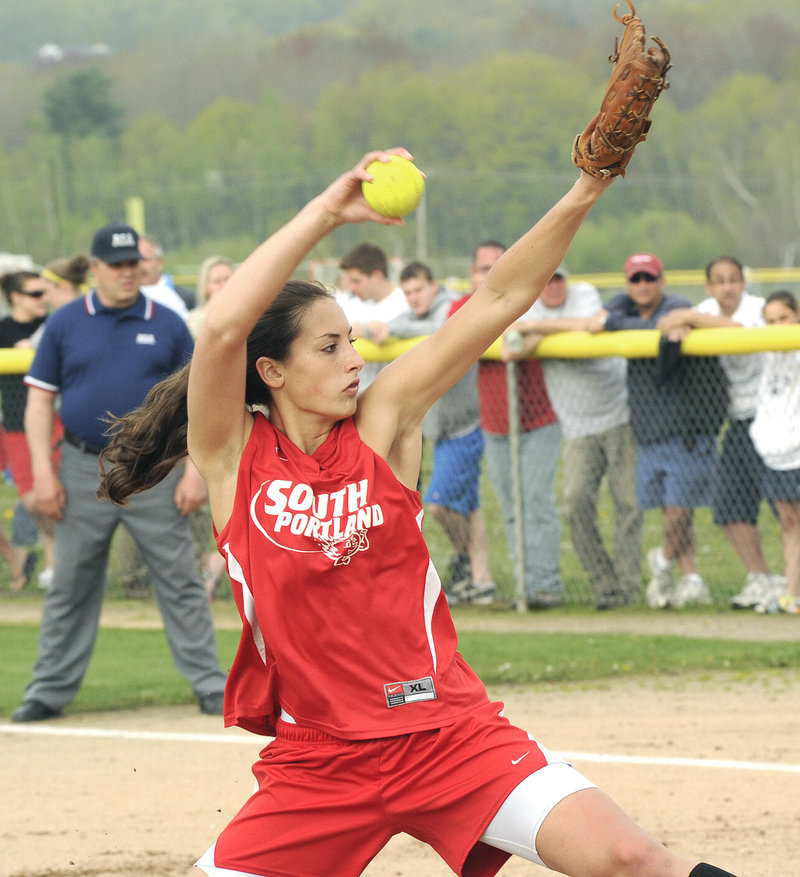 Alexis Bogdanovich of South Portland allowed seven hits with no walks and nine strikeouts in the 3-1 victory against Scarborough. Her final two outs, with the tying run at the plate, came on strikeouts.