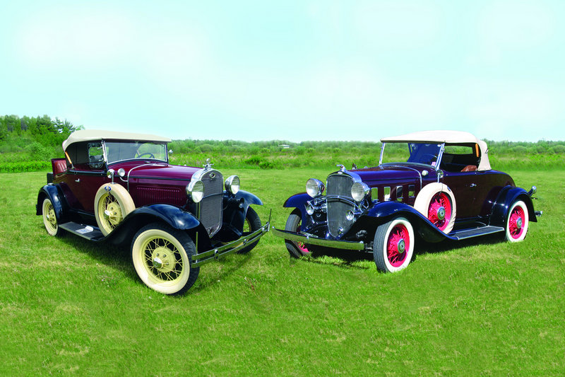 Vehicles such as this 1931 Ford Model A (left) and 1932 Chevrolet Confederate Roadster will be at the show this weekend.