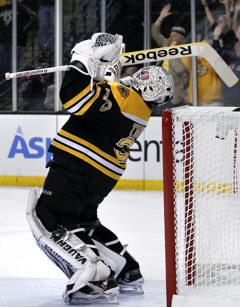 Some thought he was through. Now Tim Thomas of the Boston Bruins has made it through to the Stanley Cup finals after stopping 24 shots Friday night in the 1-0 victory against Tampa Bay in Game 7.