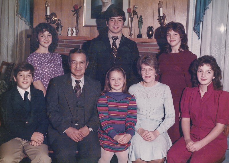 Patricia Ciampi is seen here with her family in an annual Christmas portrait in the mid-1980s: front from left, Anthony, Dr. Louis Ciampi, Gilda, Mrs. Ciampi and Joanna; and in back, Marianna, Michael and Carla.