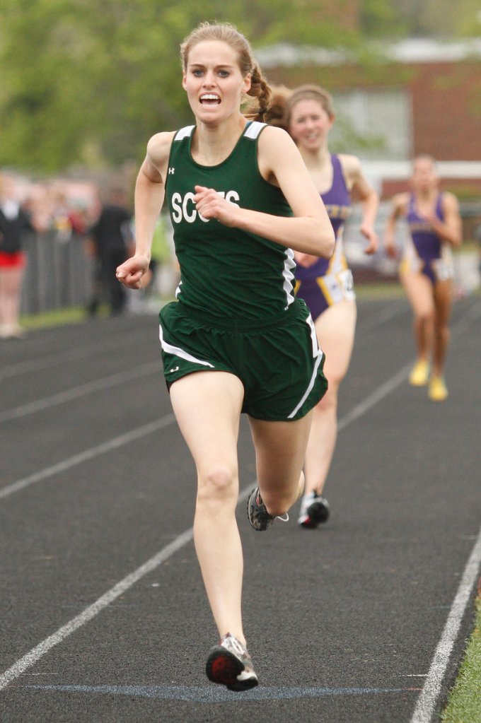 Amber Dostie of Bonny Eagle won the 1,600, one of her two victories. Her sister, Peyton, set a meet mark in the 300 hurdles.