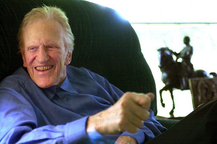 A 2002 photo of actor James Arness at his home in the Brentwood section of Los Angeles.
