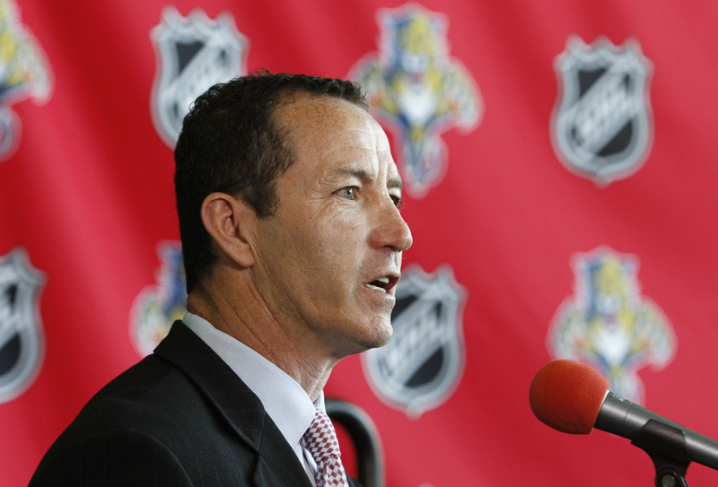Kevin Dineen talks to the media after being named head coach of the Florida Panthers on Wednesday. Dineen played in more than 1,100 games and scored more than 350 goals. He spent the past six seasons as head coach for the Portland Pirates of the AHL.