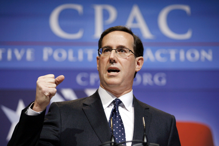 A 2010 photo of former Sen. Rick Santorum, R-Pa., addressing the Conservative Political Action Conference in Washington.