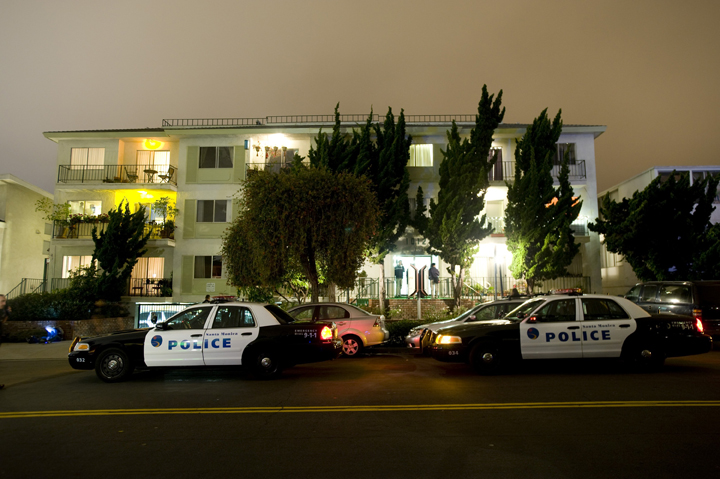 Police and FBI surround the apartment building in Santa Monica, Calif., where fugitive crime boss James "Whitey" Bulger and his longtime companion Catherine Greig were arrested Wednesday evening. The two were arrested without incident, the FBI said. Bulger was the leader of the Winter Hill Gang when he fled in January 1995 after being tipped off by a former Boston FBI agent that he was about to be indicted.