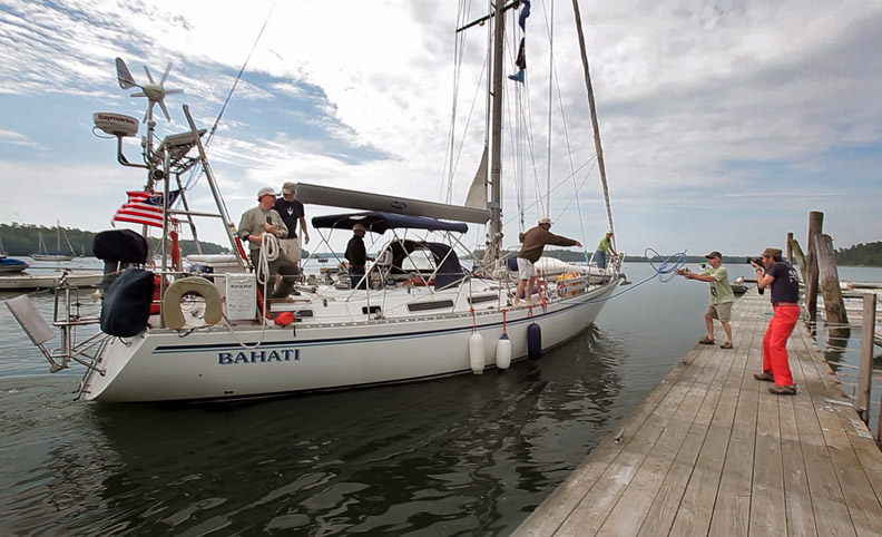 The Bahati returns to Freeport today. Nat and Betsy Warren-White left from the same dock aboard the 43-foot Montevideo cutter sailboat on Oct. 21, 2006.