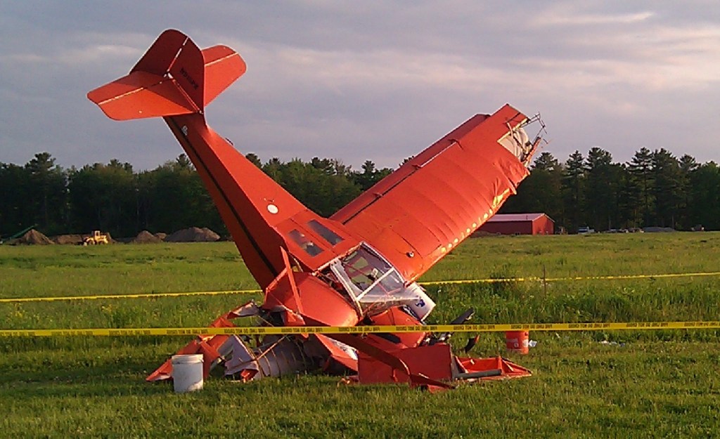 A small plane crashed nose-first in Scarborough this evening. Two men were taken to the hospital with serious injuries.