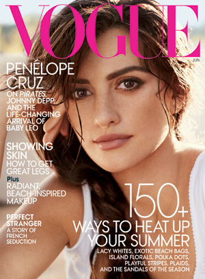 Penelope Cruz is on the cover of June's Vogue magazine.