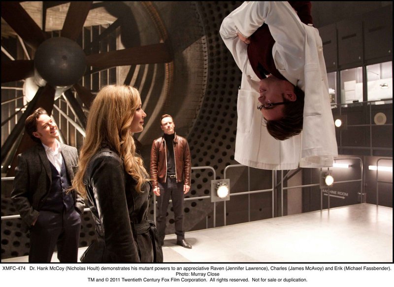 Hank McCoy (Nicholas Hoult) demonstrates his mutant powers to an appreciative Raven (Jennifer Lawrence) in "X-Men: First Class."