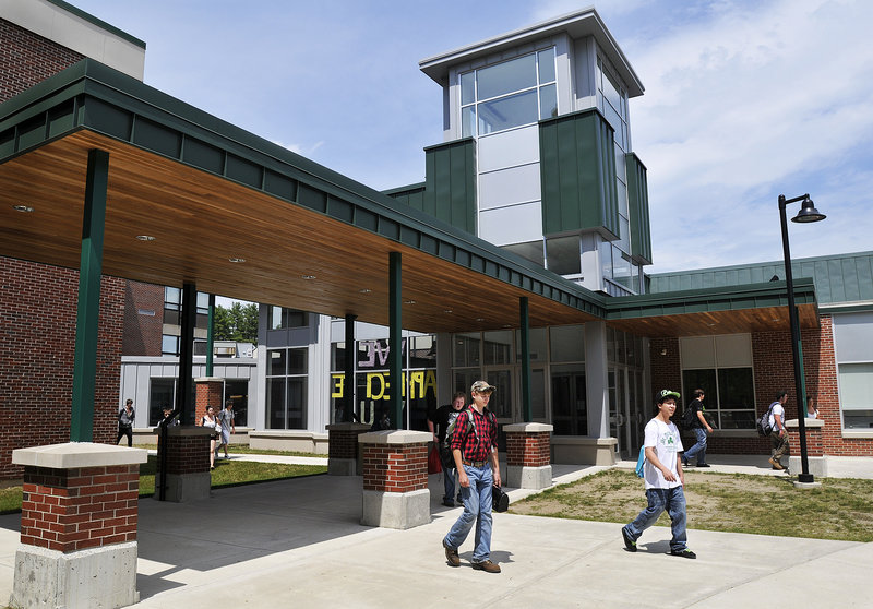 Officials at Bonny Eagle High School in Standish, seen Tuesday, chose to evacuate the school after a bomb threat in April and then canceled classes in advance after a threat in May.