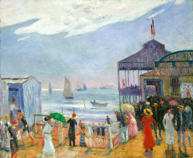 William J. Glackens' oil painting "Captain's Pier" (1912-1914), from "Modernism at Bowdoin: American Paintings 1900-1940."