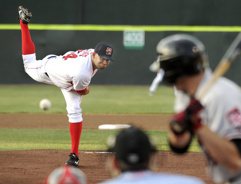 Stephen Fife of the Sea Dogs delivers a pitch during a game Tuesday night against the Richmond Flying Squirrels at Hadlock Field. Fife pitched 6 1⁄3 hitless innings to help Portland to a 6-0 victory.